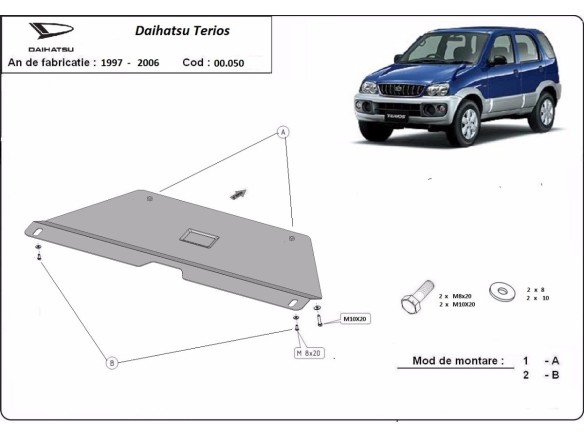 Ocelový kryt převodovky Daihatsu Terios (1997-2006)Daihatsu Terios