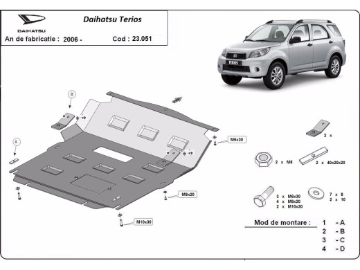 Ocelový kryt motoru Daihatsu Terios (2006-2018)Daihatsu Terios