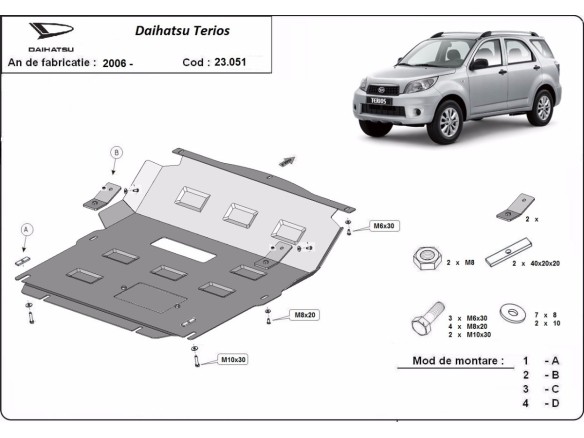 Ocelový kryt motoru Daihatsu Terios (2006-2018)Daihatsu Terios