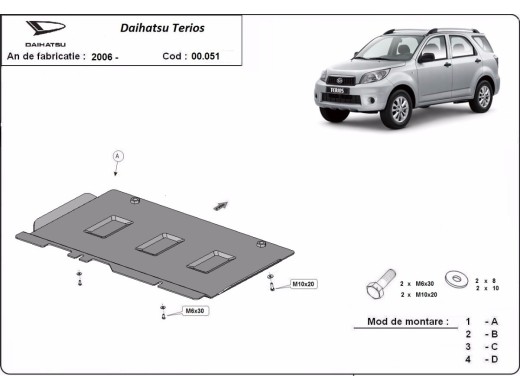 Ocelový kryt převodovky Daihatsu Terios (2006-2018)Daihatsu Terios