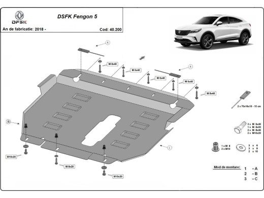 Ocelový kryt motoru Dfsk Fengon 5 (2018-2025)Dfsk Fengon 5