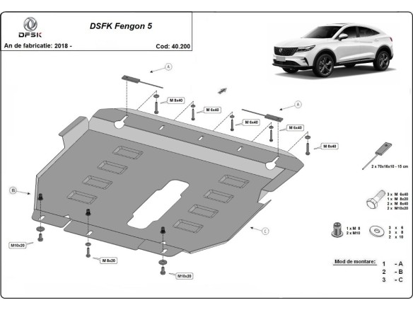 Ocelový kryt motoru Dfsk Fengon 5 (2018-2025)Dfsk Fengon 5