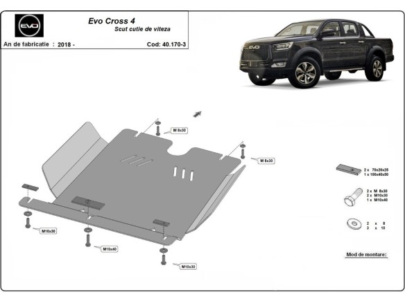 Ocelový kryt převodovky Evo Cross 4 (2018-2025)Evo Cross 4