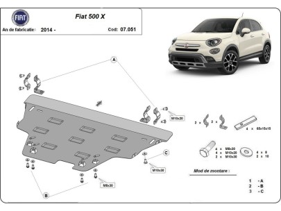 Ocelový kryt motoru Fiat 500x (2014-2026) 2