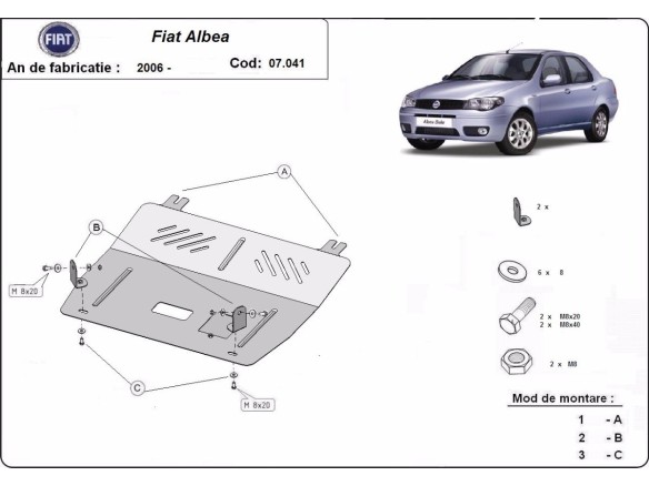 Ocelový kryt motoru Fiat Albea (2002-2012)Fiat Albea