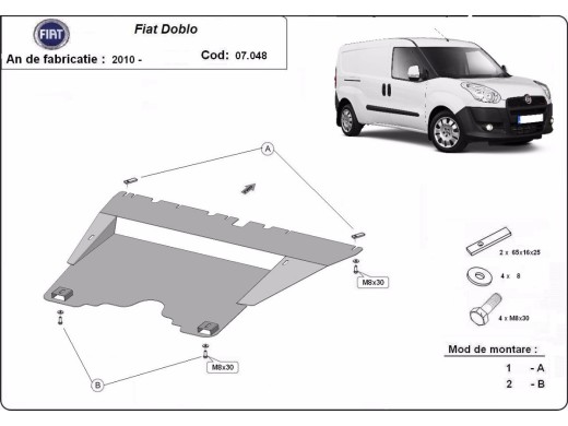 Ocelový kryt motoru Fiat Doblo (2010-2022)Fiat Doblo