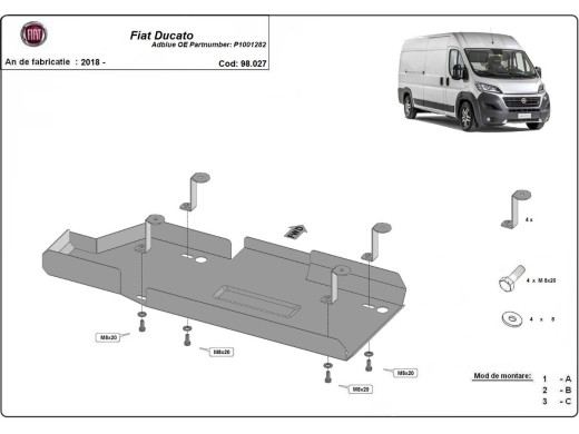 Ocelový kryt AdBlue Fiat Ducato (2018-2025)Fiat Ducato
