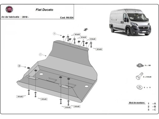 Ocelový kryt palivové nádrže Fiat Ducato (2018-2025)Fiat Ducato