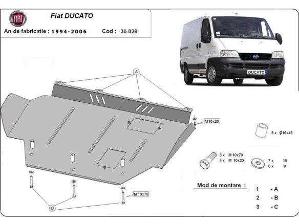 Ocelový kryt motoru Fiat Ducato (1994-2006)Fiat Ducato