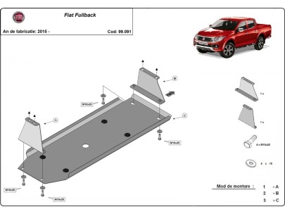 Ocelový kryt palivové nádrže Fiat Fullback (2016-2019) 2