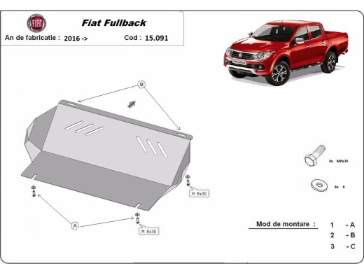 Ocelový kryt chladiče Fiat Fullback (2016-2019)Fiat Fullback