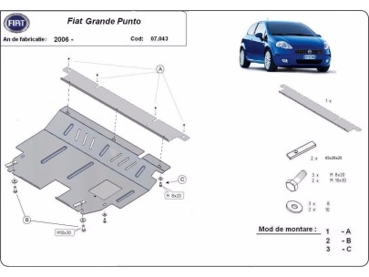 Ocelový kryt motoru Fiat Grande Punto (2006-2018) 2