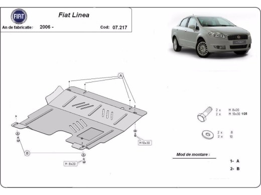 Ocelový kryt motoru Fiat Linea (2007-2018)Fiat Linea