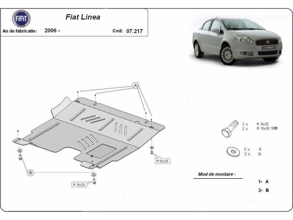 Ocelový kryt motoru Fiat Linea (2007-2018)Fiat Linea