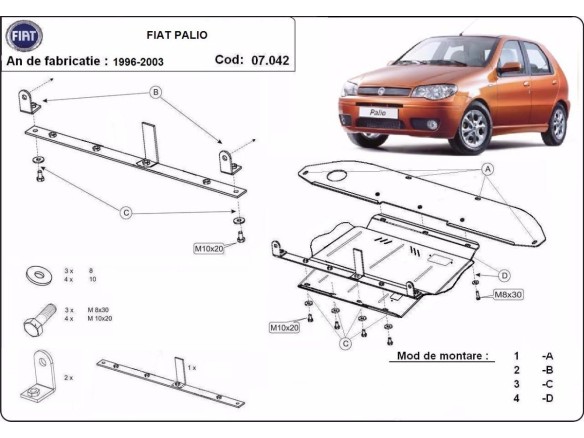 Ocelový kryt motoru Fiat Palio (1996-2003)Fiat Palio