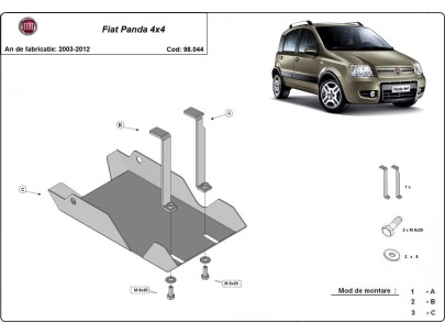 Ocelový kryt diferenciálu Fiat Panda 4x4 (2003-2012)