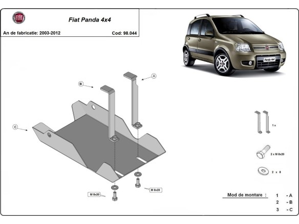 Ocelový kryt diferenciálu Fiat Panda 4x4 (2003-2012)Fiat Panda