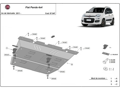 Ocelový kryt motoru Fiat Panda 4x4 (2011-2026) 2