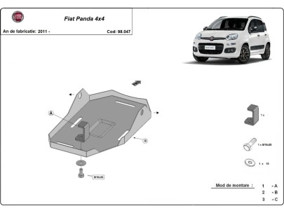 Ocelový kryt diferenciálu Fiat Panda 4x4 (2011-2026) 2
