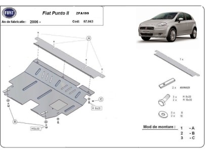 Ocelový kryt motoru Fiat Punto (2005-2018) 2