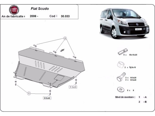 Ocelový kryt motoru Fiat Scudo (2006-2016)Fiat Scudo