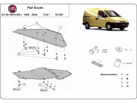 Ocelový kryt motoru Fiat Scudo (1995-2006)Fiat Scudo