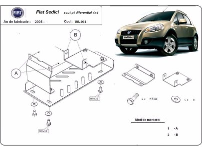 Ocelový kryt diferenciálu Fiat Sedici (2005-2014) 2