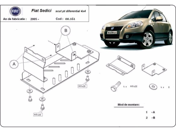 Ocelový kryt diferenciálu Fiat Sedici (2005-2014)Fiat Sedici