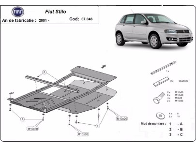 Ocelový kryt motoru Fiat Stilo (2001-2010) 2