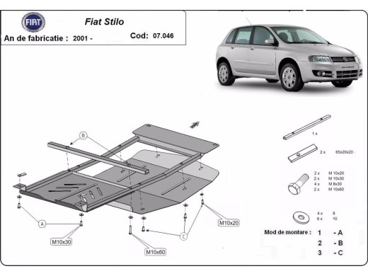 Ocelový kryt motoru Fiat Stilo (2001-2010)Fiat Stilo