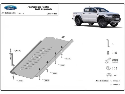 Ocelový kryt DPF Ford Ranger Raptor (2020-2023)Ford Ranger Raptor