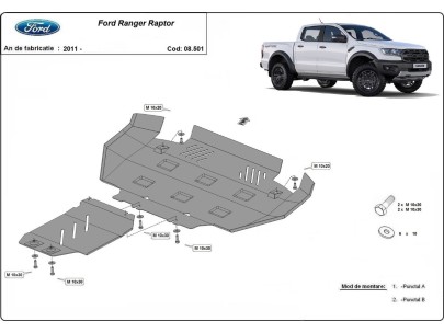 Ocelový kryt motoru Ford Ranger Raptor (2020-2023)