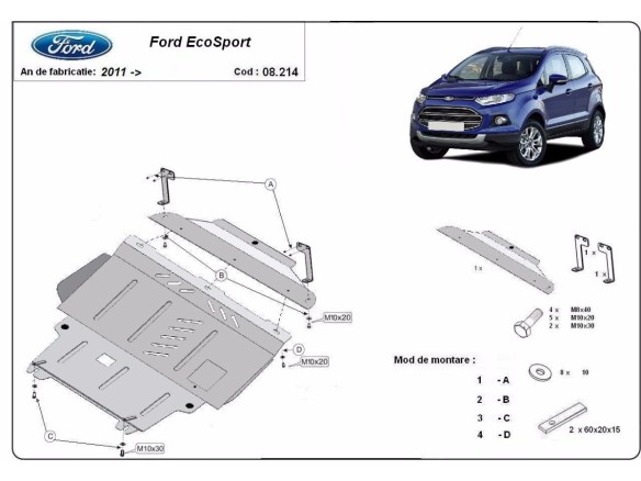 Ocelový kryt motoru Ford EcoSport (2011-2017)Ford EcoSport