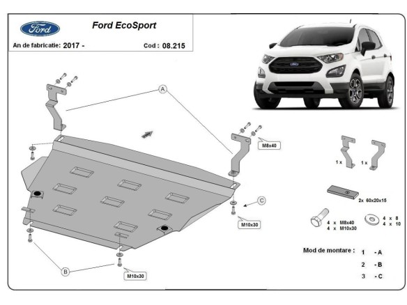 Ocelový kryt motoru Ford EcoSport (2017-2025)Ford EcoSport