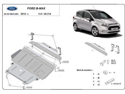 Ocelový kryt motoru Ford B-Max (2012-2017) 2