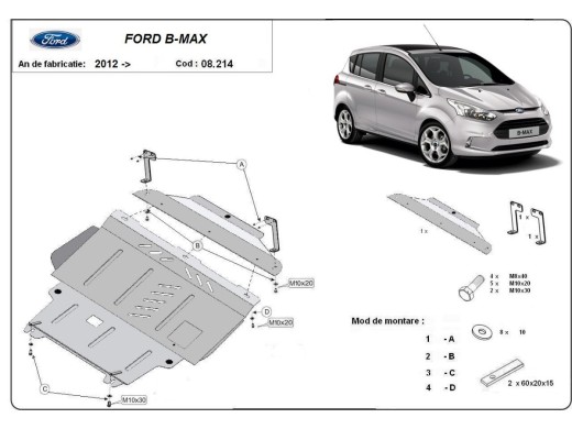 Ocelový kryt motoru Ford B-Max (2012-2017)Ford B-Max