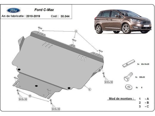 Ocelový kryt motoru Ford C - Max (2010-2019)Ford C-Max