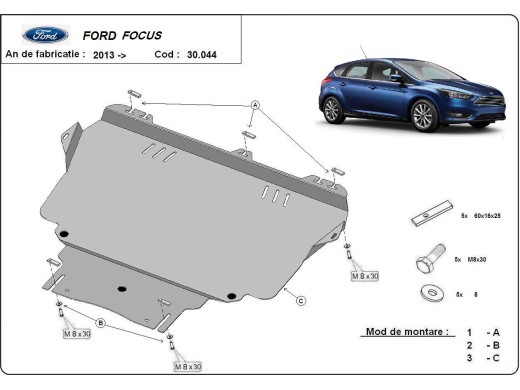 Ocelový kryt motoru Ford Focus 3 (2010-2018)Ford Focus