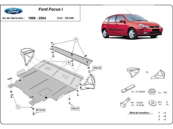 Ocelový kryt motoru Ford Focus 1 (1998-2004)Ford Focus