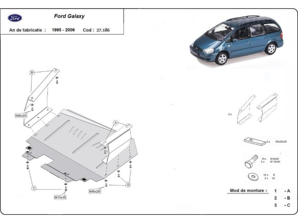 Ocelový kryt motoru Ford Galaxy 1 (1995-2006)Ford Galaxy