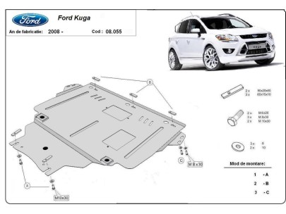 Ocelový kryt motoru Ford Kuga (2008-2012) 2