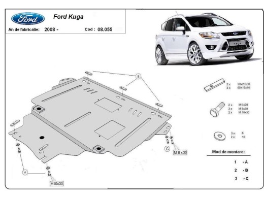 Ocelový kryt motoru Ford Kuga (2008-2012)Ford Kuga