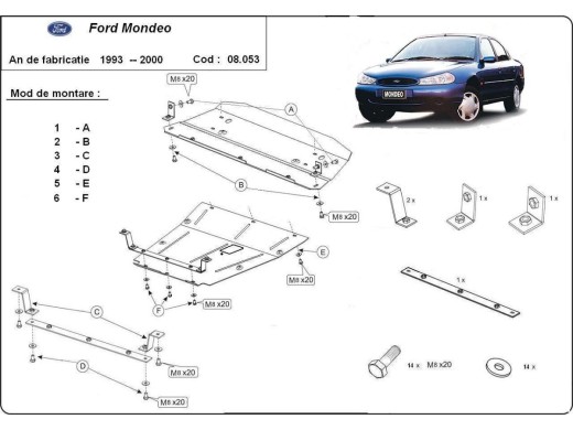 Ocelový kryt motoru Ford Mondeo 1,2 (1992-2000)Ford Mondeo