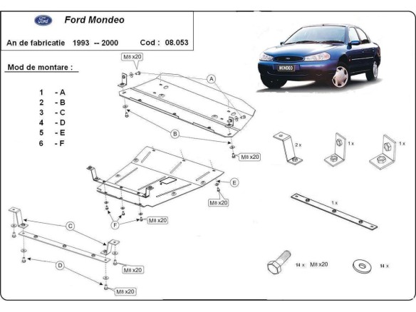 Ocelový kryt motoru Ford Mondeo 1,2 (1992-2000)Ford Mondeo