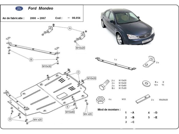 Ocelový kryt motoru Ford Mondeo 3 (2000-2006)Ford Mondeo