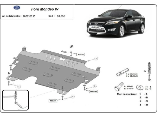 Ocelový kryt motoru Ford Mondeo 4 (2006-2012)Ford Mondeo
