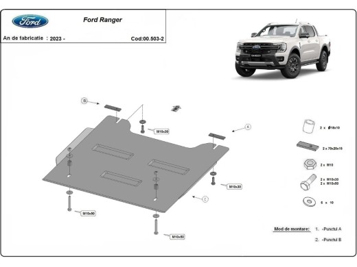 Ocelový kryt reduktoru Ford Ranger (2023-2025)Ford Ranger