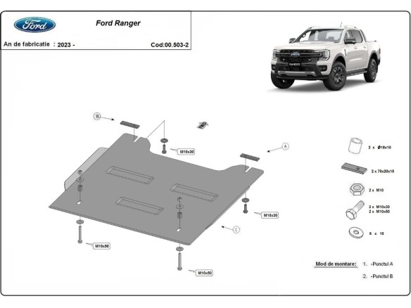 Ocelový kryt reduktoru Ford Ranger (2023-2025)Ford Ranger