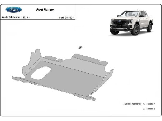 Ocelový kryt motoru Ford Ranger (2023-2025)Ford Ranger