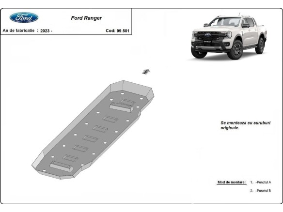 Ocelový kryt palivové nádrže Ford Ranger (2023-2025)Ford Ranger